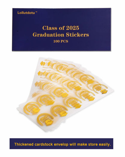 Lollutdotu 100PCS Graduation Stickers Class of 2025 Gold Foil Seals 1.6 inch