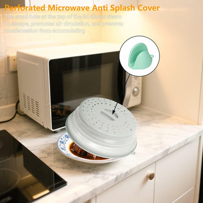 ICEICE Microwave Splatter Cover BPA-Free Vented Lid with Gloves Grey 1Pc