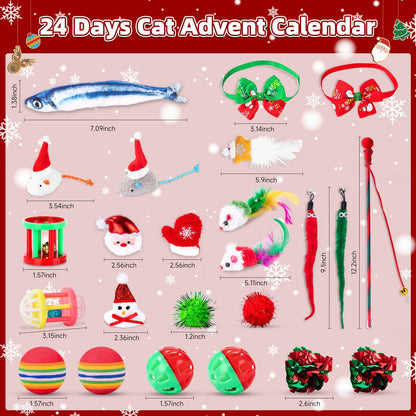 Frerdui Cat Advent Calendar 2025 24 Days Kitten Toys Feather Teaser Red