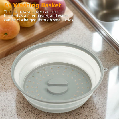 ICEICE Microwave Splatter Cover BPA-Free Vented Lid with Gloves Grey 1Pc