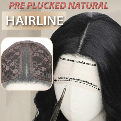 BUPPLER 18 Inch Medium Wavy Synthetic Wig Middle Part Light Brown