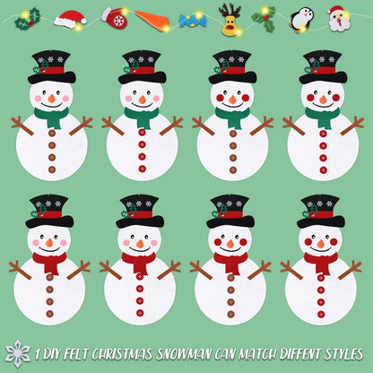 PEACELOVER DIY Felt Christmas Snowman Game Set 3.2ft White 36 Ornaments
