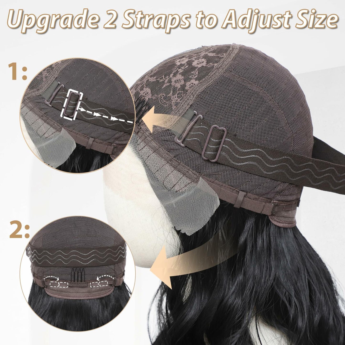 BUPPLER 18 Inch Medium Wavy Synthetic Wig Middle Part Light Brown