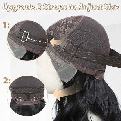 BUPPLER 18 Inch Medium Wavy Synthetic Wig Middle Part Light Brown