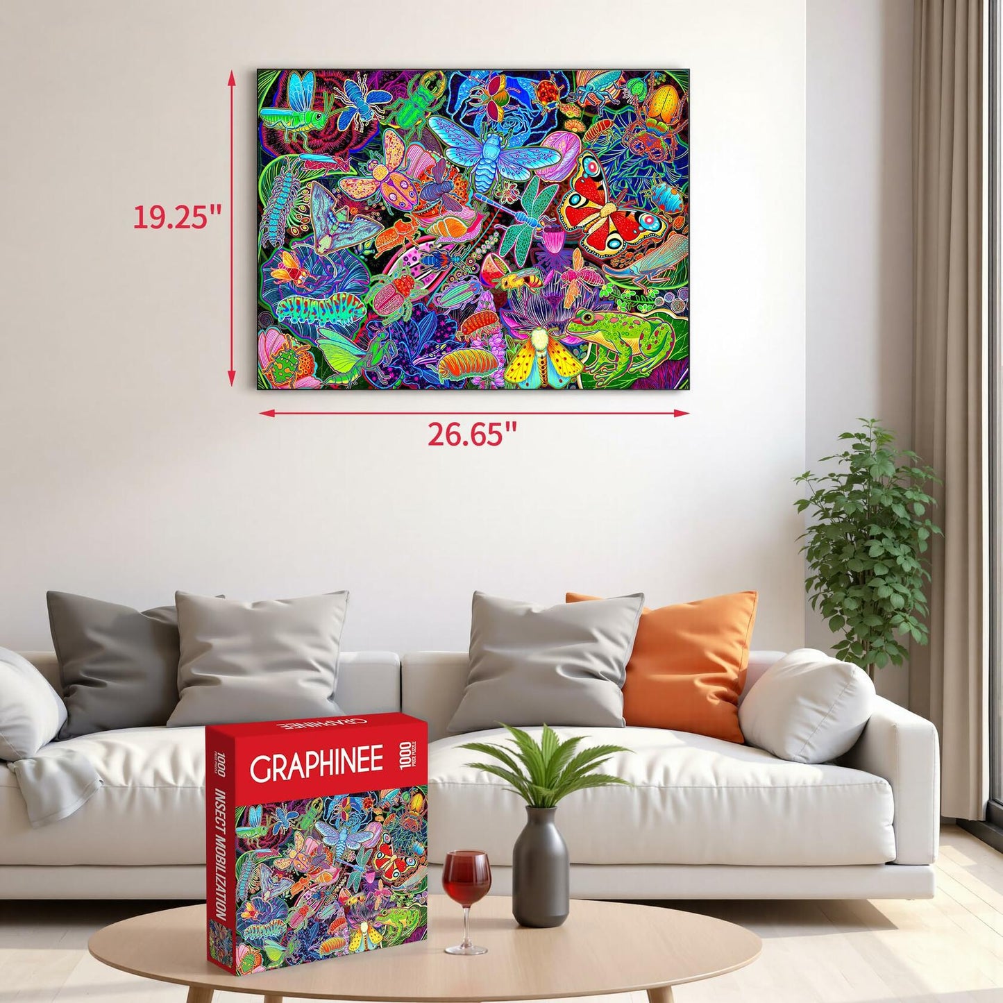 Graphinee 1000pcs Insects Garden Jigsaw Puzzle Colorful Family Game