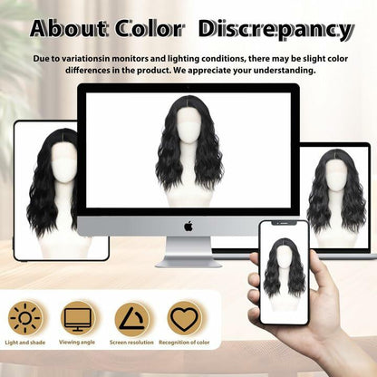 BUPPLER 18 Inch Medium Wavy Synthetic Wig Middle Part Light Brown