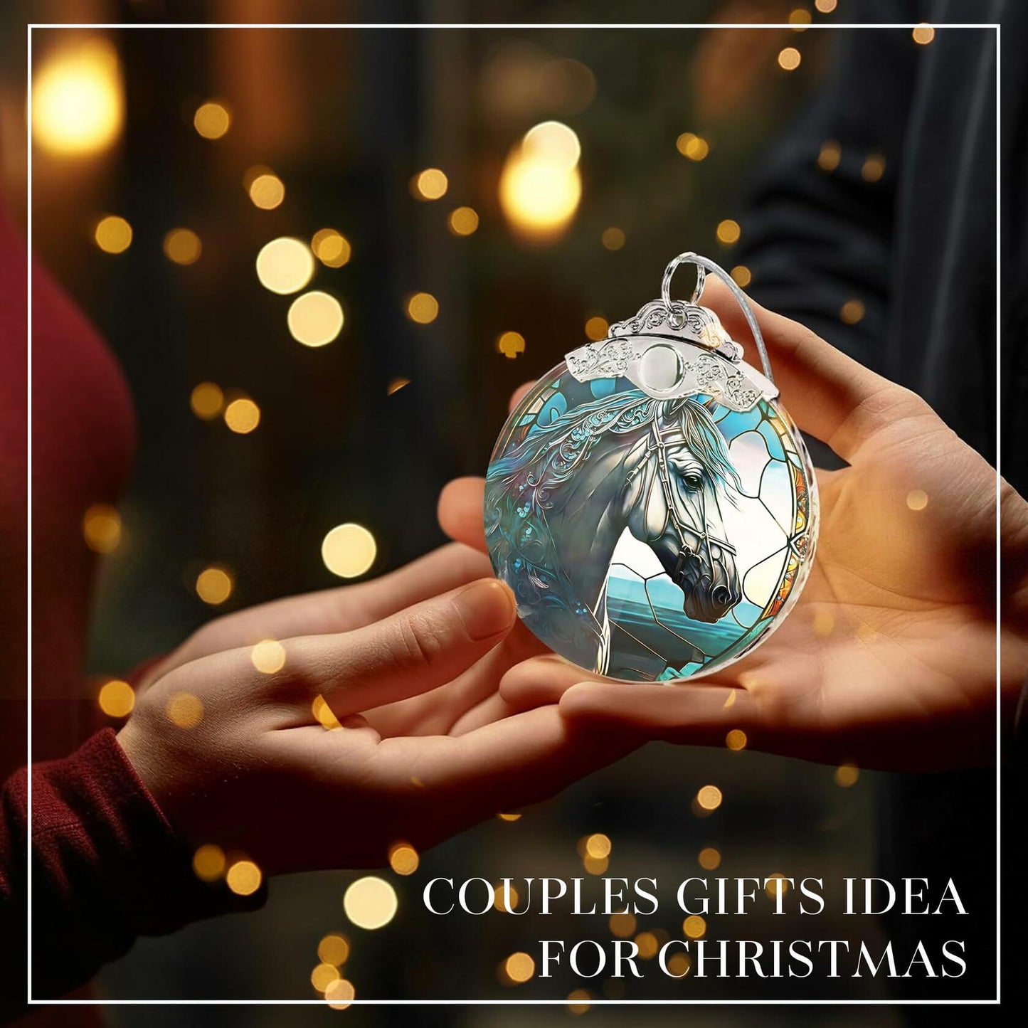 Horse Ornament 2025 Stained Glass Effect Xmas Tree Decoration White