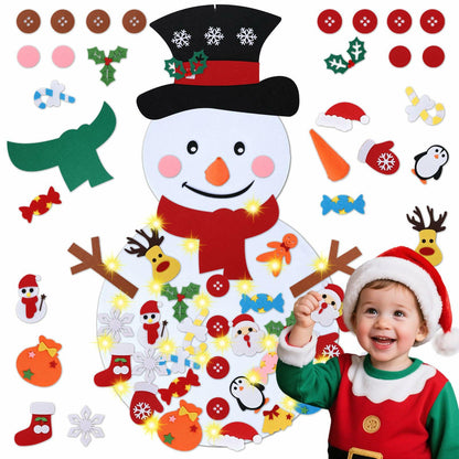 PEACELOVER DIY Felt Christmas Snowman Game Set 3.2ft White 36 Ornaments