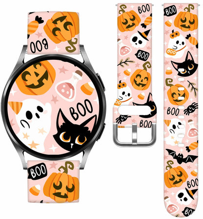 Vieeki Halloween Pumpkin Silicone Watch Band Samsung Galaxy 40-46mm Pink 20mm