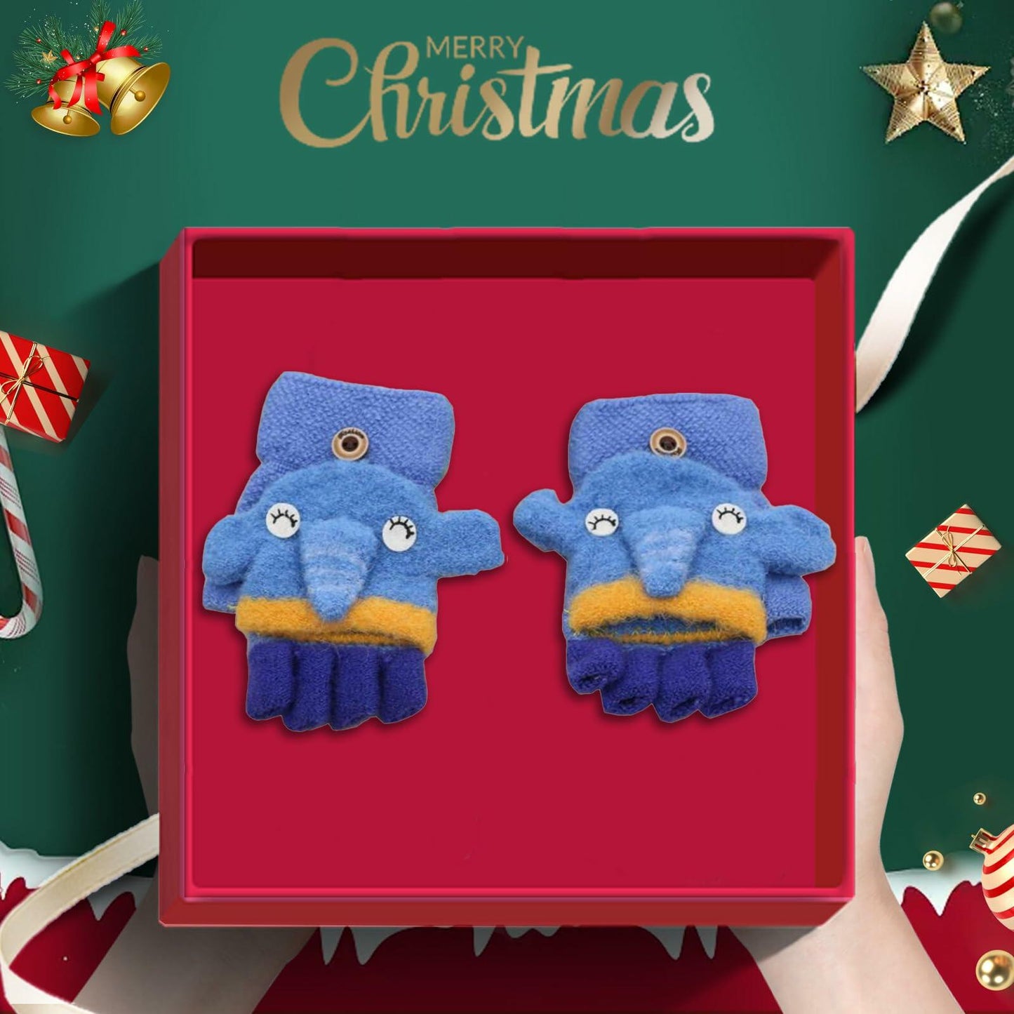 CNGYNI Toddler Cartoon Knitted Convertible Gloves Mittens Cover Sky Blue 1-3Y