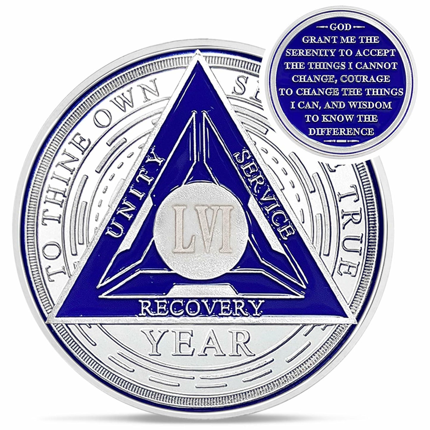 Recovery Triangle 56 Year Sobriety Coin Silver NA AA Medallion