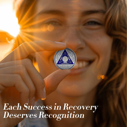 Recovery Triangle 56 Year Sobriety Coin Silver NA AA Medallion