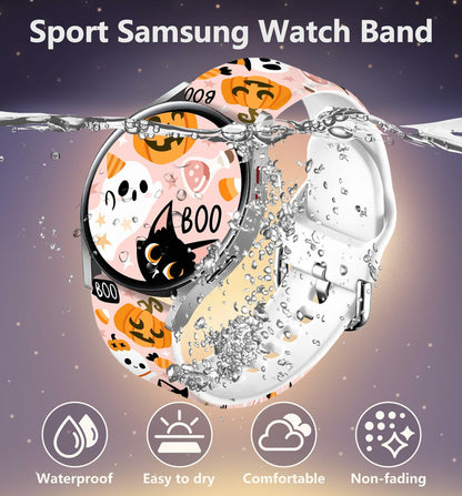 Vieeki Halloween Pumpkin Silicone Watch Band Samsung Galaxy 40-46mm Pink 20mm