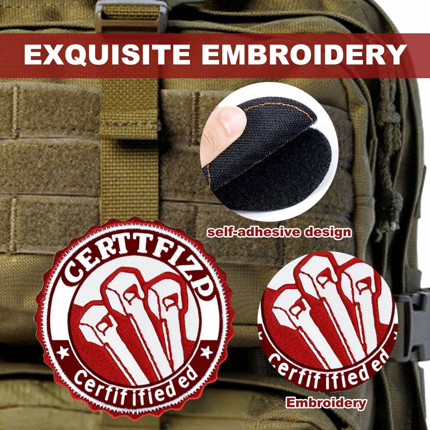ALYRMEI Zip Tie Certified Embroidered Morale Patch for Backpacks Blue