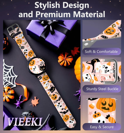 Vieeki Halloween Pumpkin Silicone Watch Band Samsung Galaxy 40-46mm Pink 20mm