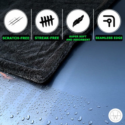 GW WUNDERGOODS Microfiber Towels Car Detail 1400 GSM Gray 20x24