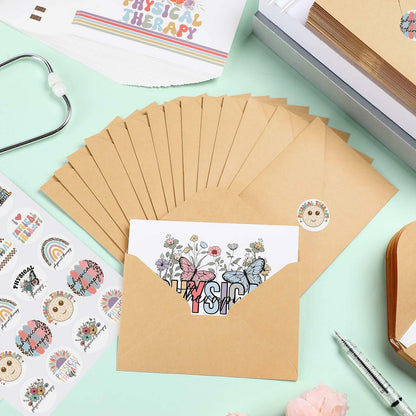 Motiskyy 50Sets Christmas Physical Therapy Thank You Cards w/ Envelopes Stickers