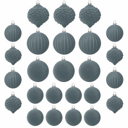 KI Store Velvet Christmas Balls Lux Gray 25pcs Flocked Xmas Tree Decor