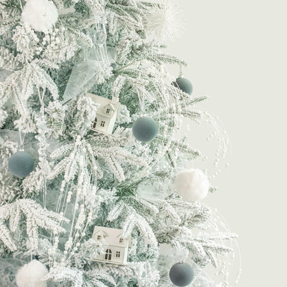 KI Store Velvet Christmas Balls Lux Gray 25pcs Flocked Xmas Tree Decor