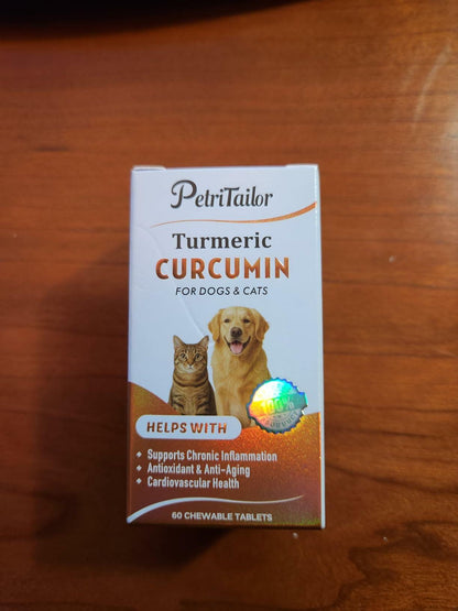 PetriTailor Turmeric Curcumin Dog Supplement Hip & Joint Support 60 Tablets