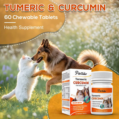 PetriTailor Turmeric Curcumin Dog Supplement Hip & Joint Support 60 Tablets