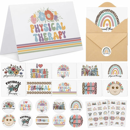 Motiskyy 50Sets Christmas Physical Therapy Thank You Cards w/ Envelopes Stickers