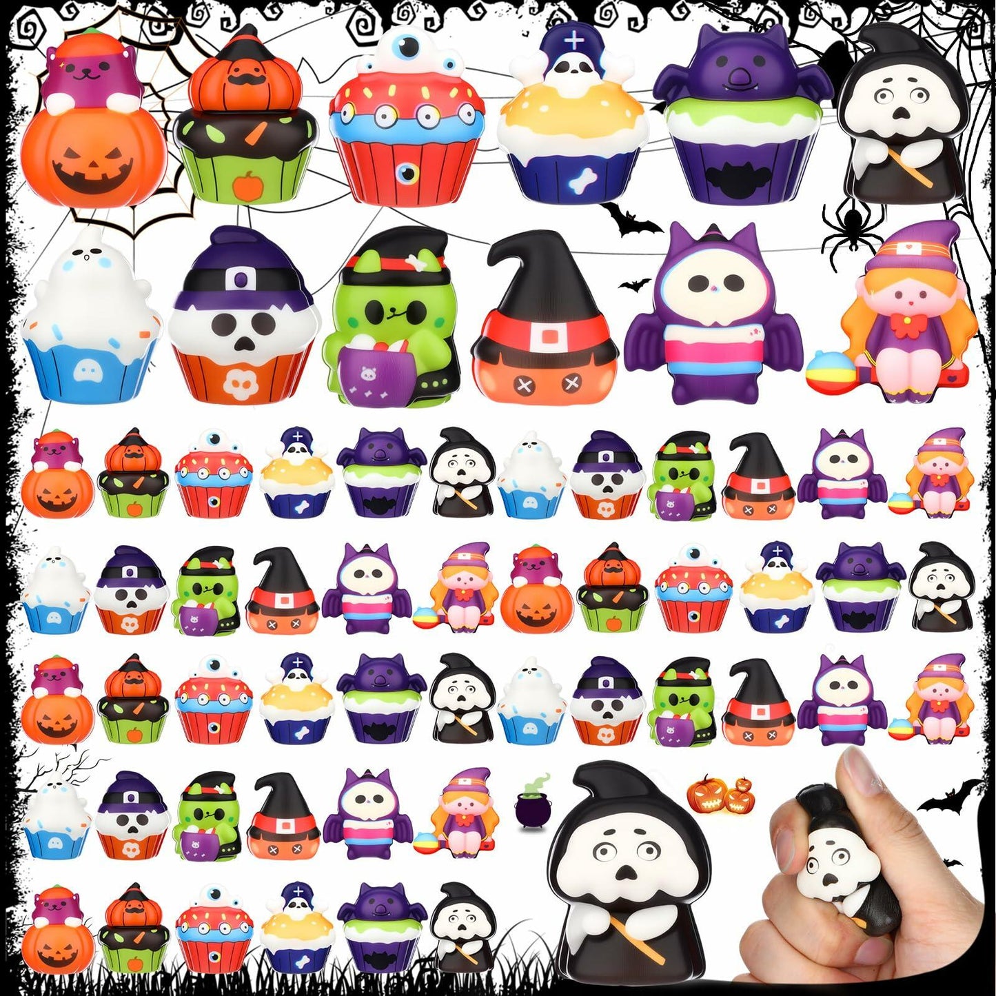 Halloscume Halloween Squeeze Toys 48 Pack Soft Slow Rising Ghost PU