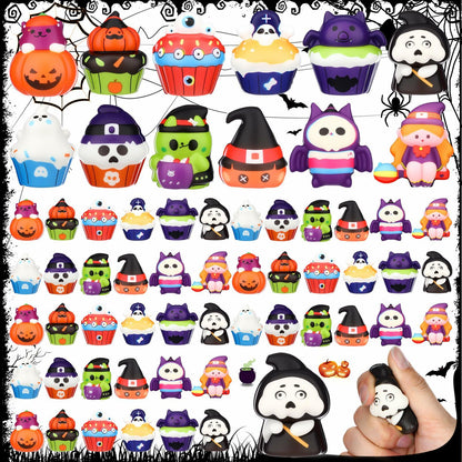 Halloscume Halloween Squeeze Toys 48 Pack Soft Slow Rising Ghost PU