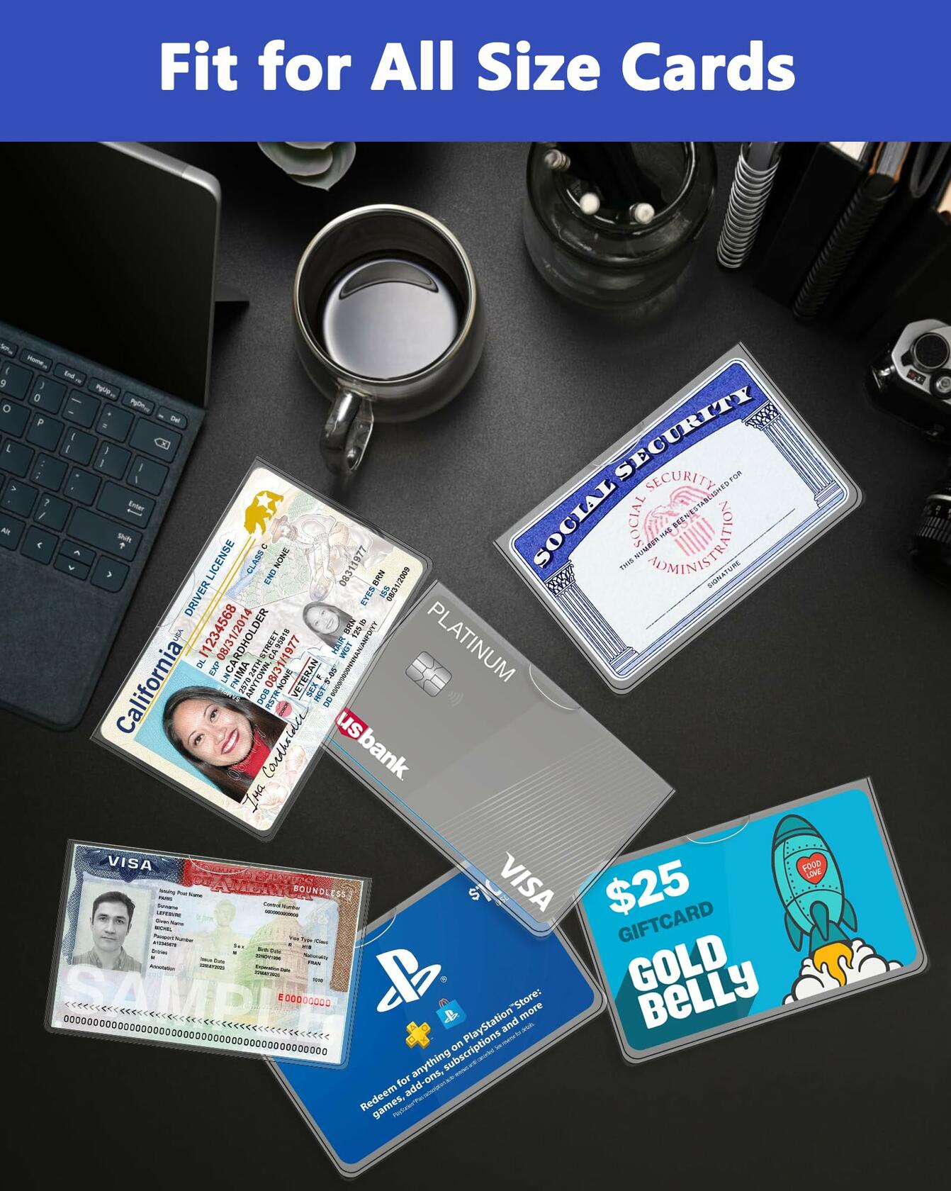 Glsgsb 6 Pack Social Security Card Protectors 24 Mil Clear Waterproof
