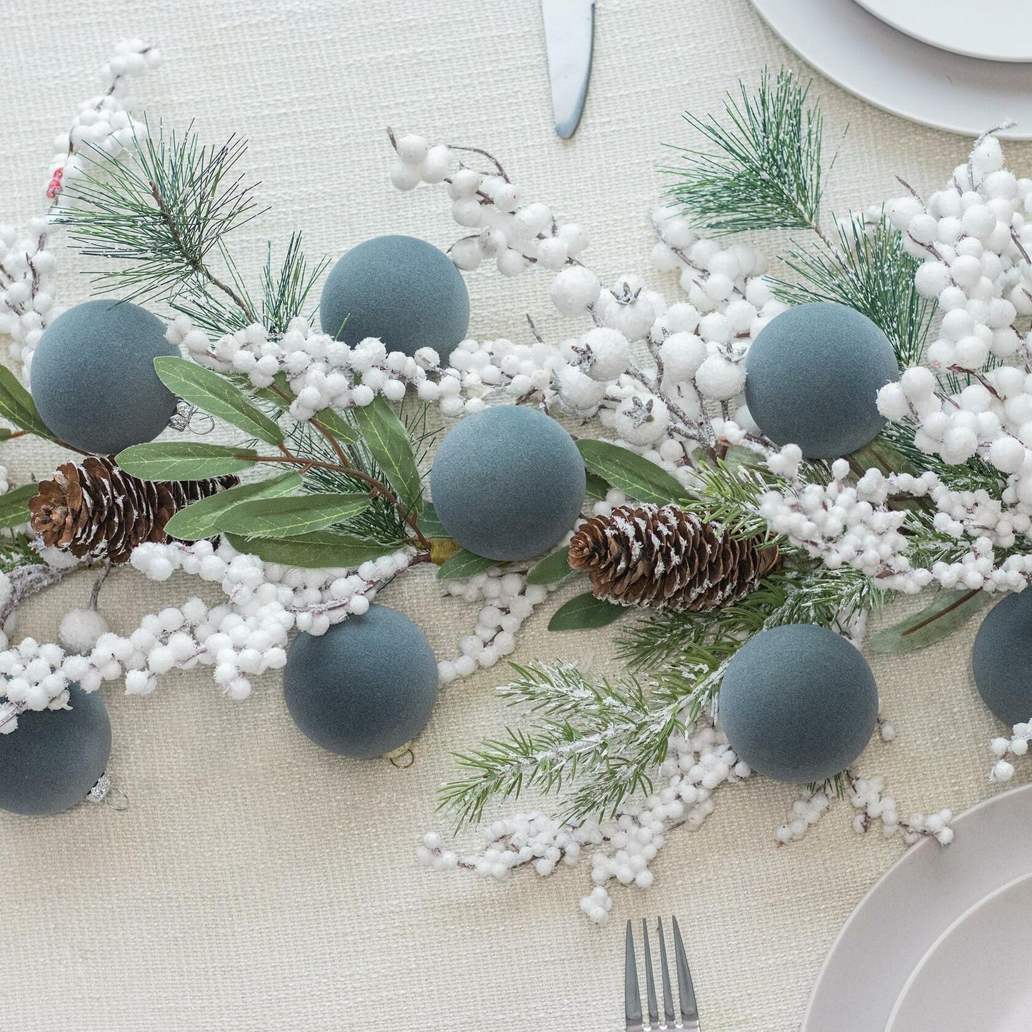 KI Store Velvet Christmas Balls Lux Gray 25pcs Flocked Xmas Tree Decor