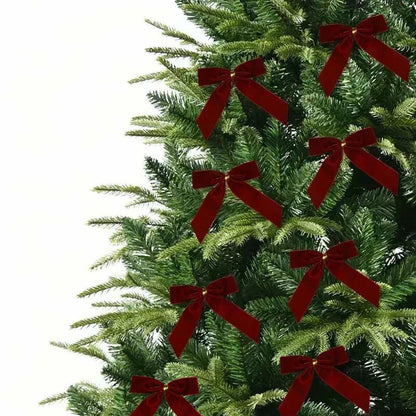 HSXJJ 12 Pcs Small Khaki Velvet Christmas Tree Bows Ornaments 3.5x3.5 Inch