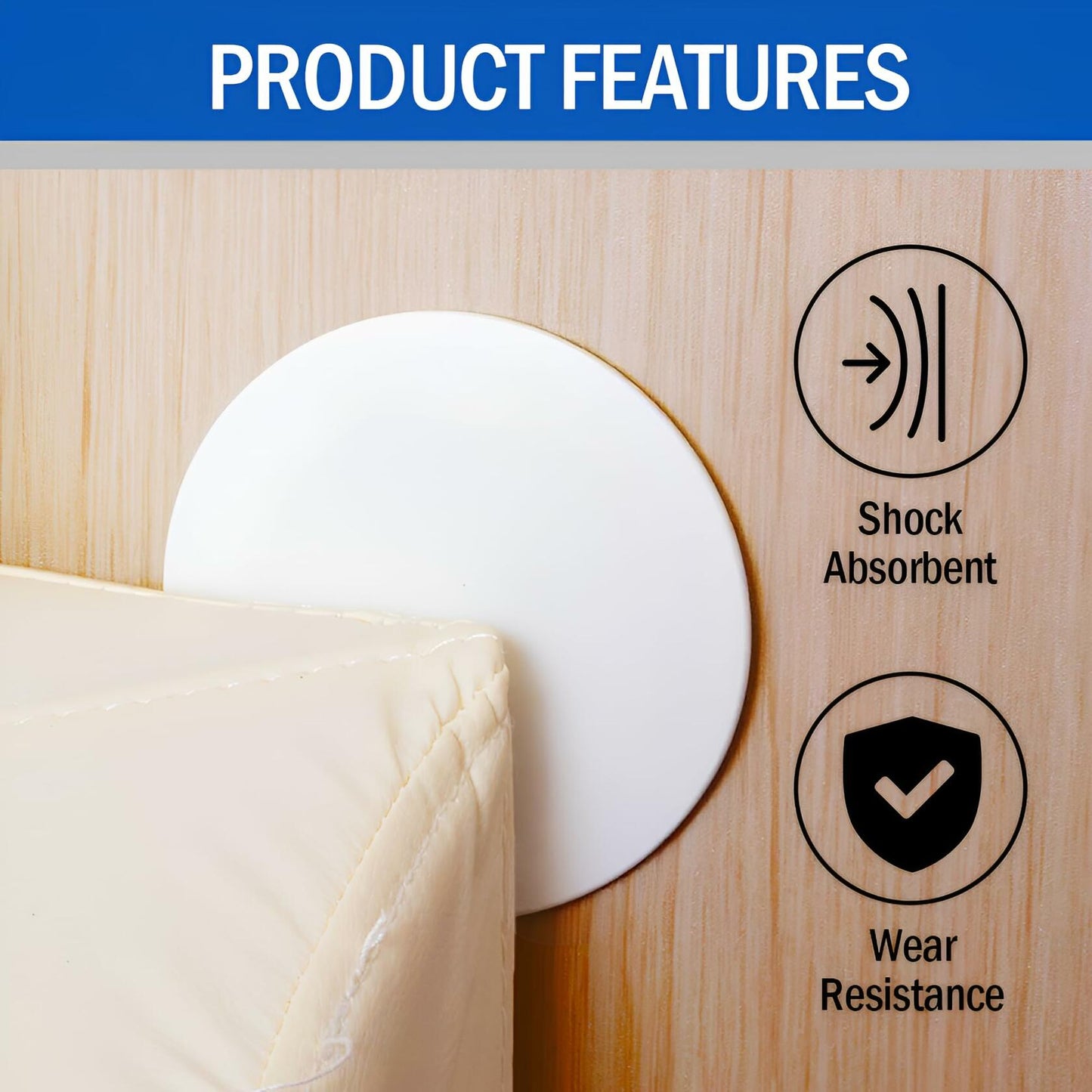 RIZZZ Door Stoppers for Wall 4 Pack 3.15" White Silicone Bumpers