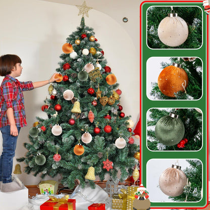 Meschett Velvet Ball Christmas Ornaments Set 12pcs 78mm Green Brown Neutral