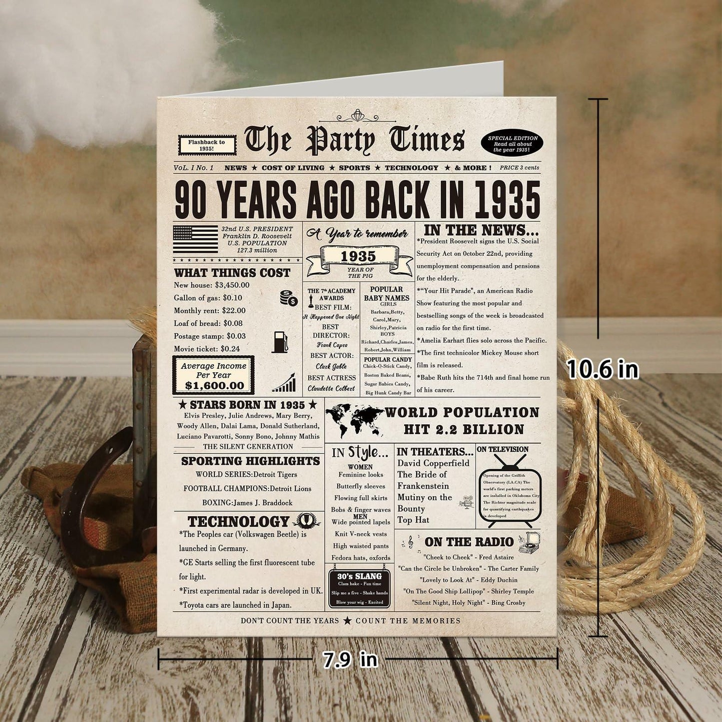 mmuue Big 90th Birthday Card Funny Retro for Women Men Mom Dad Husband Wife