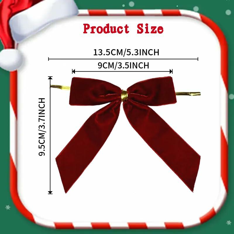 HSXJJ 12 Pcs Small Khaki Velvet Christmas Tree Bows Ornaments 3.5x3.5 Inch