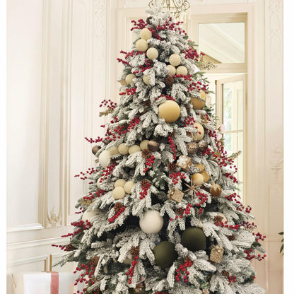 Obgora 15PCS 3.15" Beige Velvet Flocked Christmas Ornaments Balls