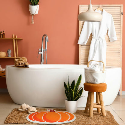 Haull 6 Pc Thanksgiving Bathroom Rugs Autumn Pumpkin Orange 16x16 Inch