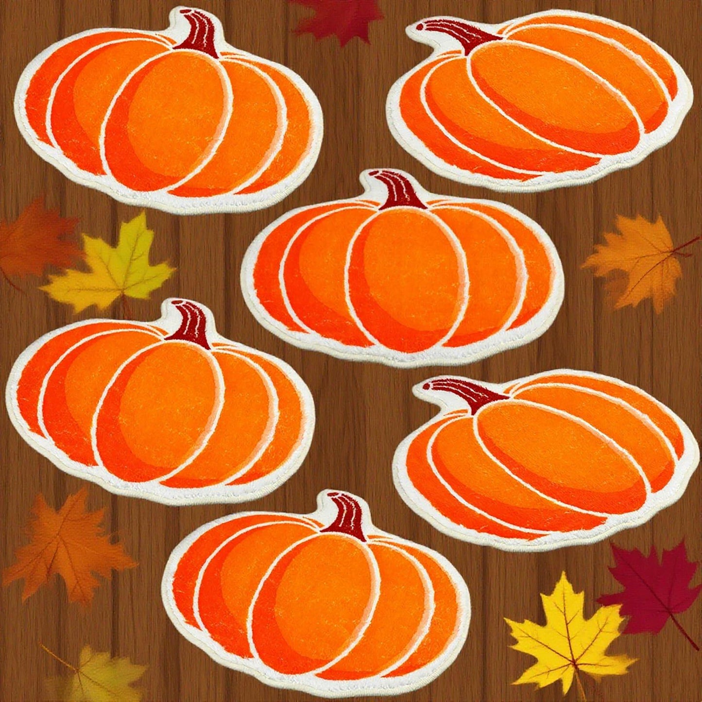 Haull 6 Pc Thanksgiving Bathroom Rugs Autumn Pumpkin Orange 16x16 Inch