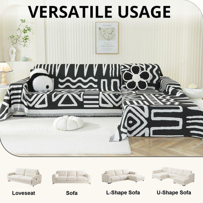 Royhom Boho Chenille Sofa Cover Tassel Loveseat L-Shaped Khaki 71x102