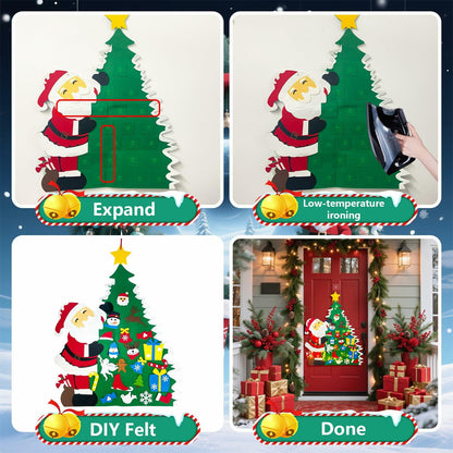 JUN-ELECTRON DIY Felt Christmas Tree Set 3.2Ft Green with Ornaments & Lights