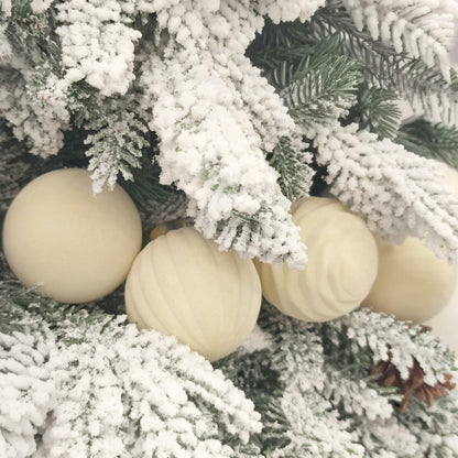 Obgora 15PCS 3.15" Beige Velvet Flocked Christmas Ornaments Balls