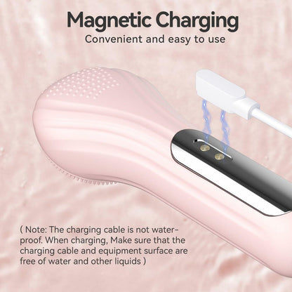 ZEXIYP Silicone Face Scrubber Electric Waterproof Brush 5 Strength Pink