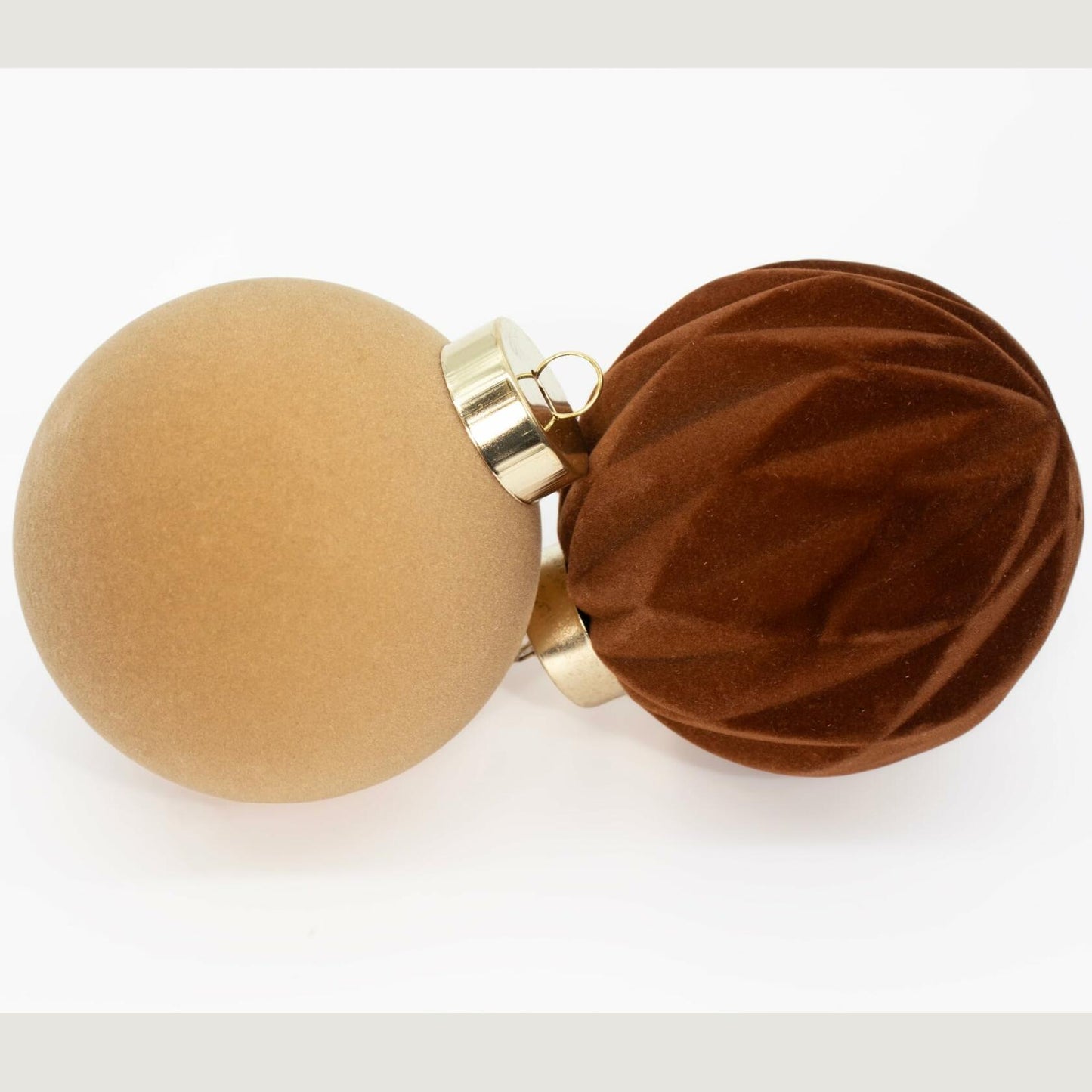 Obgora 15PCS Velvet Flocked Christmas Ornaments 3.15in Brown Light Coffee Beige