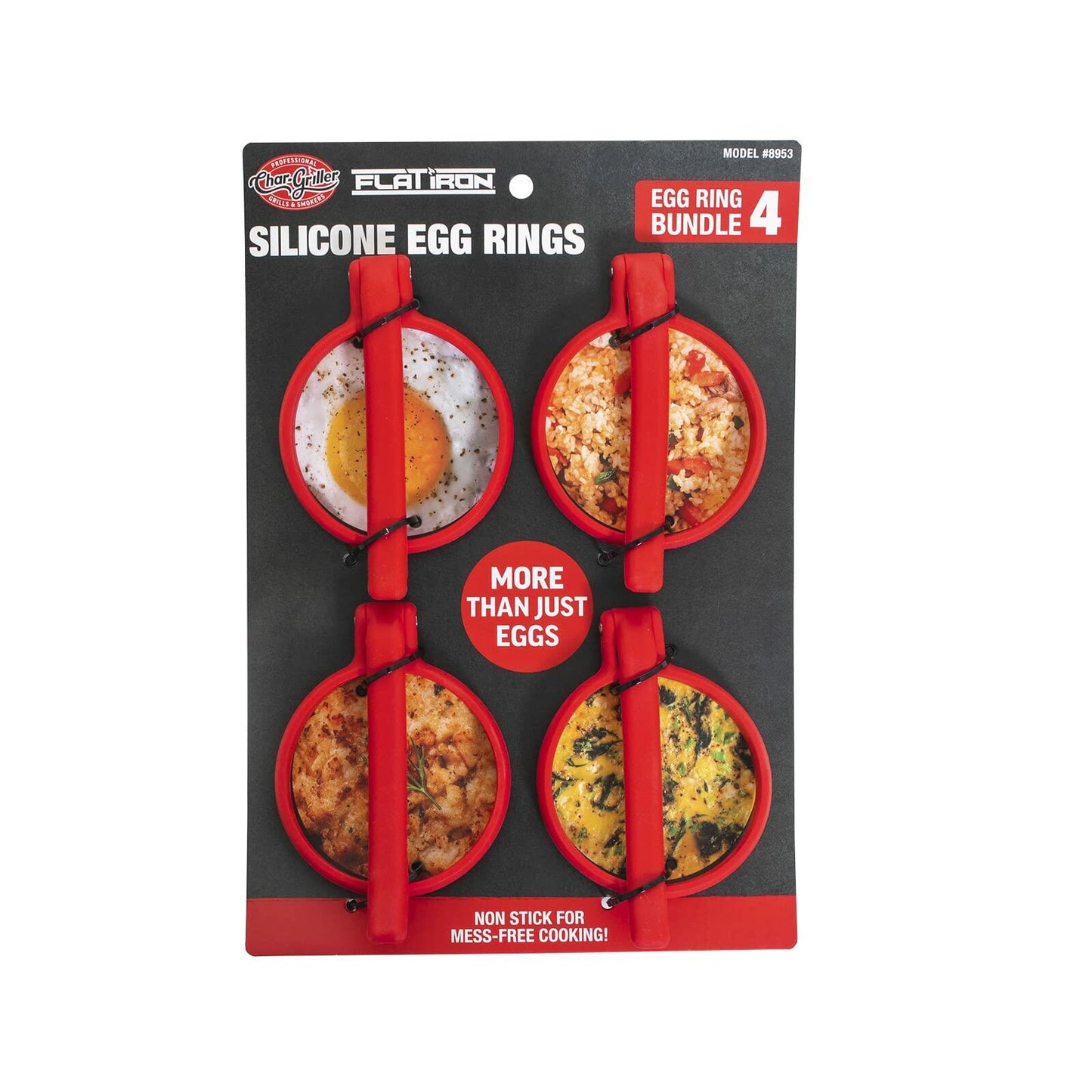 Char-Griller Flat Iron Griddle Egg Ring Outdoor Kitchen Accessory 4-Pack