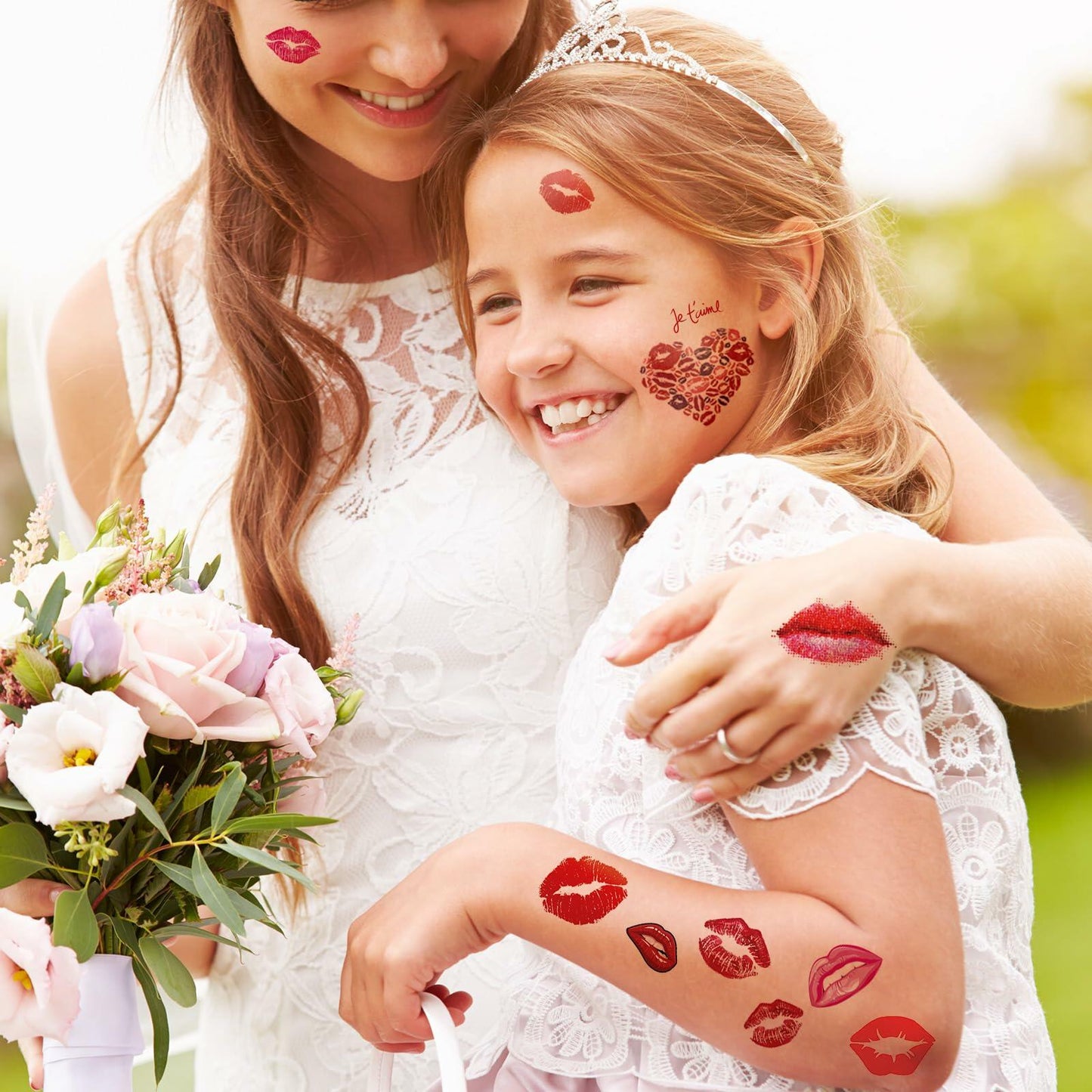 Kotbs Kiss Lips Temporary Tattoo Stickers 4-Pack Multi-colored Adults Kids