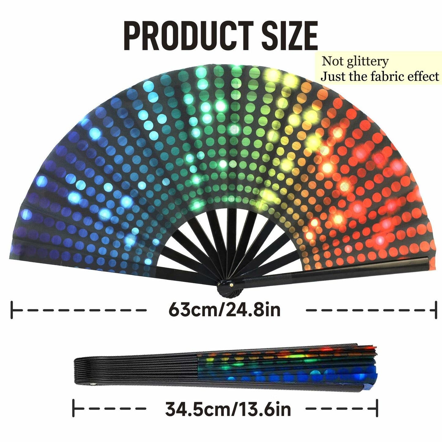 ZOYVUX Large Folding Handheld Dance Fans 2 Pcs Disco Clack Sound Fans
