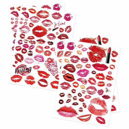 Kotbs Kiss Lips Temporary Tattoo Stickers 4-Pack Multi-colored Adults Kids