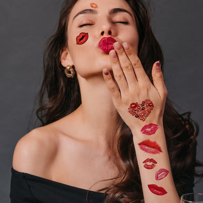 Kotbs Kiss Lips Temporary Tattoo Stickers 4-Pack Multi-colored Adults Kids