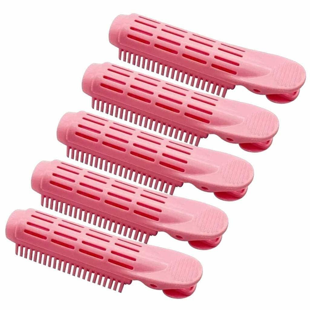 Galepromot 5Pcs Pink Volumizing Hair Root Clips Self-Grip Curlers DIY Styling