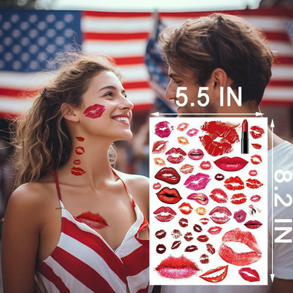 Kotbs Kiss Lips Temporary Tattoo Stickers 4-Pack Multi-colored Adults Kids